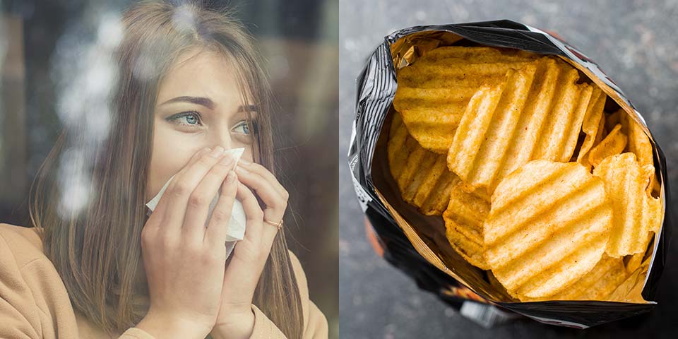 ポテトチップスはアレルギーの二重の原因！